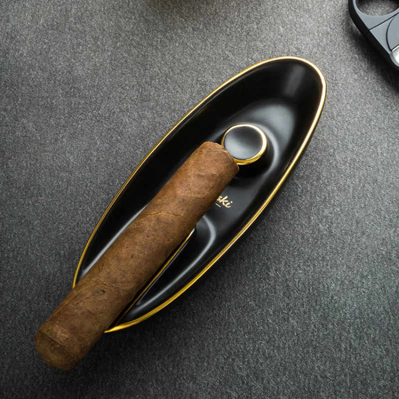 Black Cigar Ashtray Cigars Ashtrays for Car Travel Stand Hold 1 Cigar