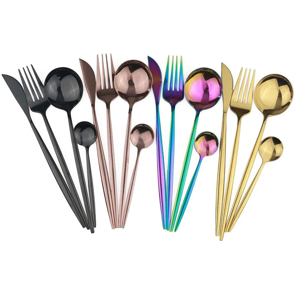 

Cutlery Set Rose Flatware Set 304 Stainless Steel Dinnerware Set Knives Fork Spoon Kitchen Dinner Tableware Silverware Tableware