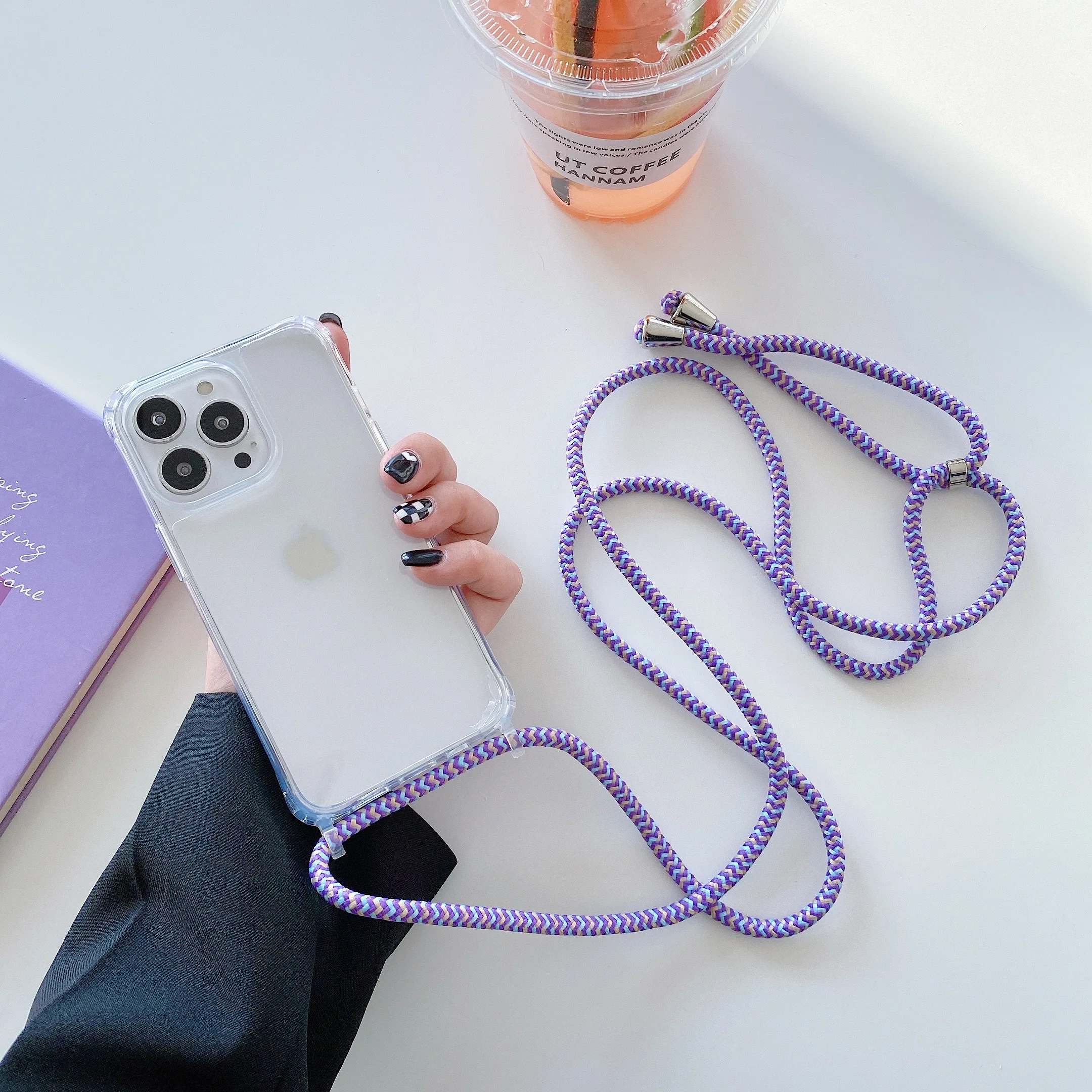 Crossbody Necklace Cord Lanyard Transparent Case For iPhone 15 14