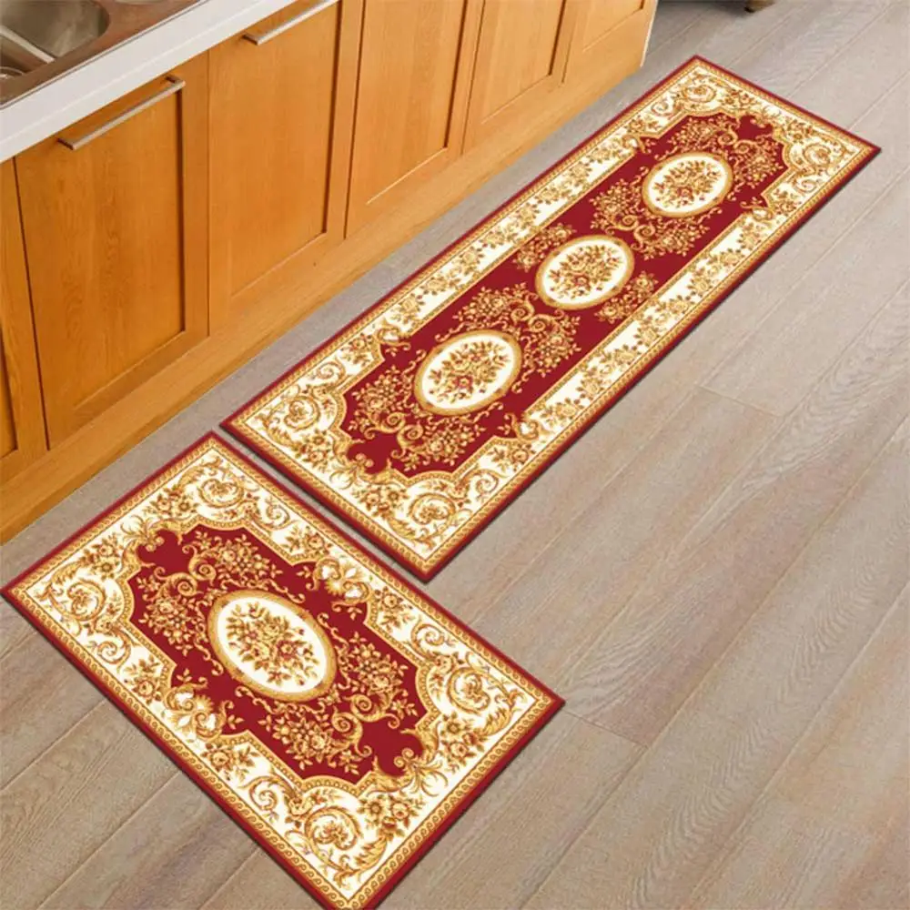 Luxury Floral Washable Soft Non Slip Kitchen Door Hall Way Rug Long Runner Mats - Цвет: I-01