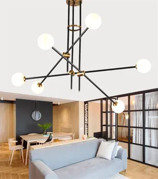 

Modern Gold Pendant Light Glass ball molecules magic bean Suspension Lamp Parlor Bar Coffee Store Home Pendant Lighting PA0340