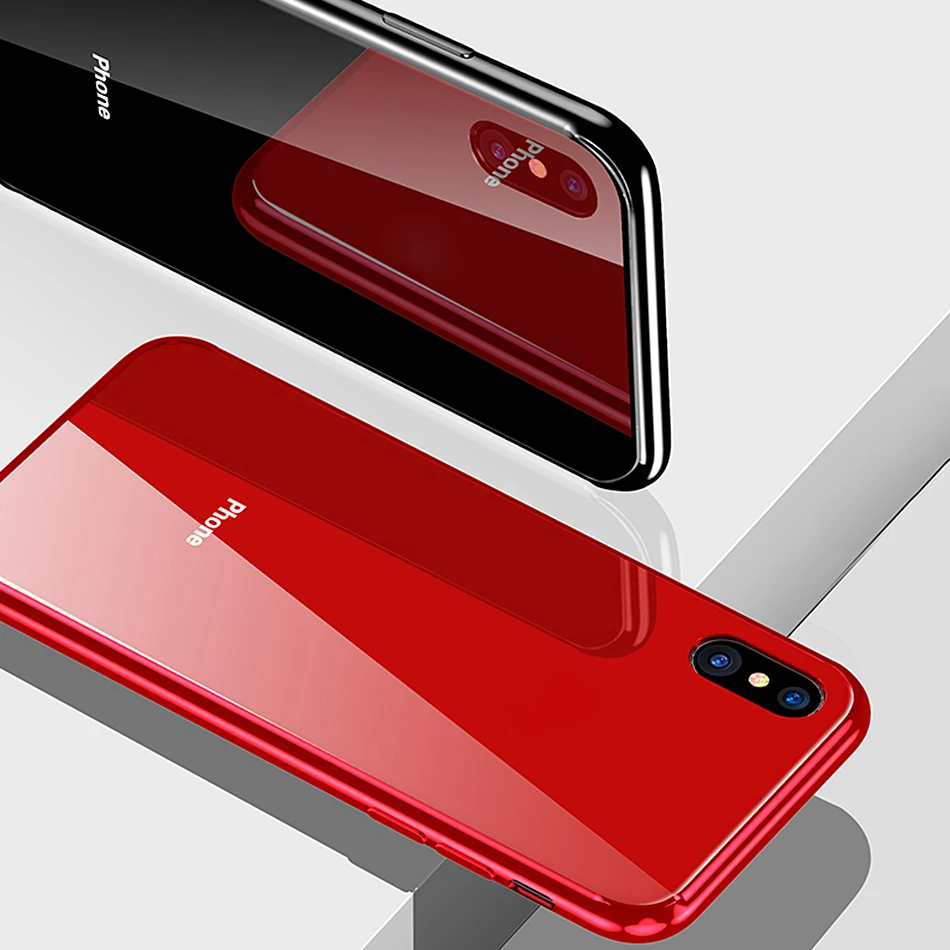 

Tempered Glass Case for iPhone XR XS MAX 10 7 8 Plus 7Plus 8Plus iPhone7 iPhoneX Coque Phone Back Cover for iPhone Case Logo