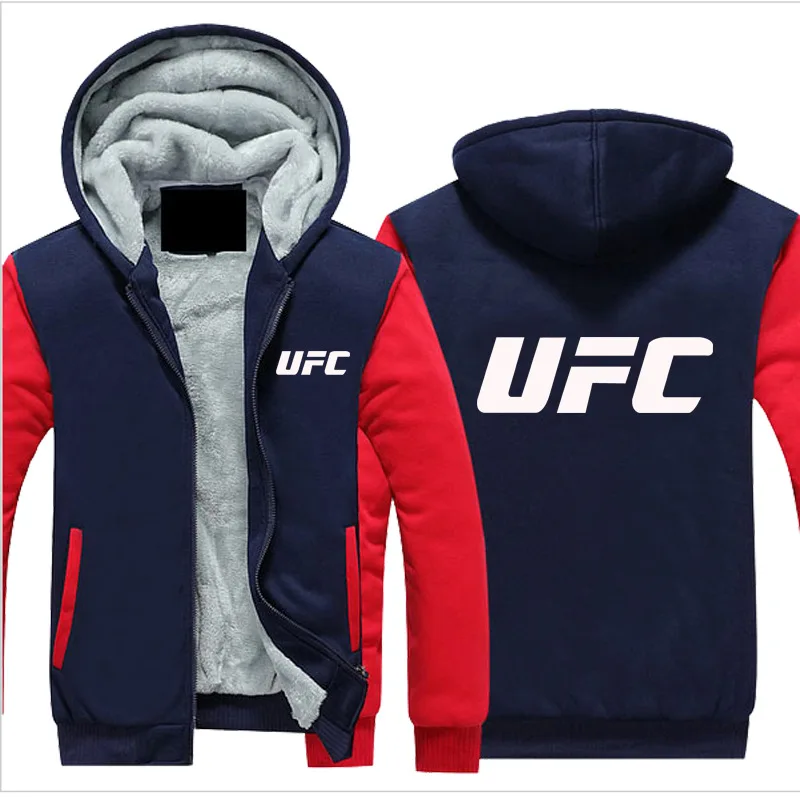 Для UFC, мужская куртка с буквенным принтом и логотипом, плотное пальто, мужские толстовки, теплое пальто, хлопковая куртка, флисовая толстовка с капюшоном, толстовки с длинным рукавом - Цвет: 2