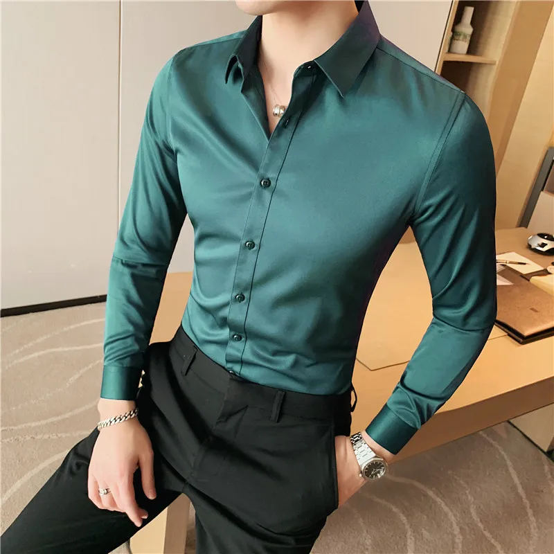 Men Dress Shirt Autumn Long Sleeve Solid Business Slim Fit Shirts Homme Dress Social Casual Shirt 10 Colors long sleeve shirt,men casual shirt