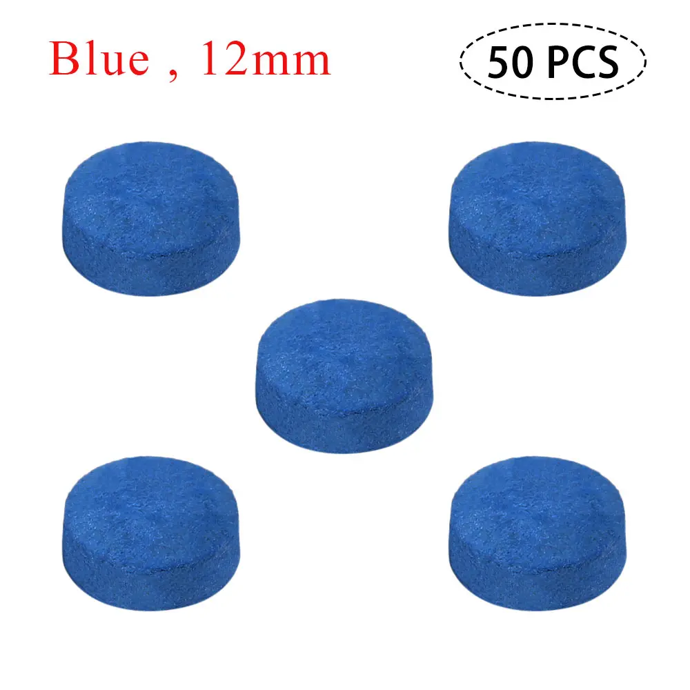 50 PCS Pool Cue Tips Billiard Cue Head 9MM / 10MM / 12MM / 13MM Pool Cue Tips Leather Camping Hiking - Цвет: Blue 12mm