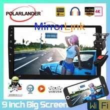2 Din 9 ''FM четырехъядерный автомобильный радиоприемник Android 8,1 усилитель навигация Bluetooth gps навигация Зеркало Ссылка для Iphone Android авто