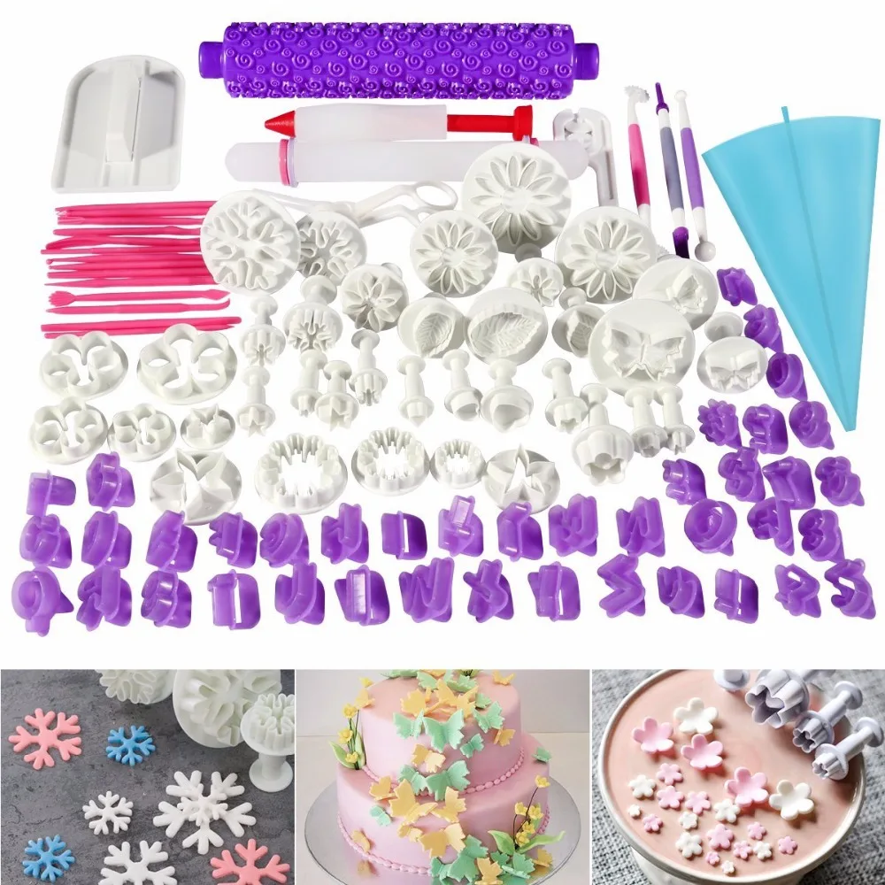 

96-Piece Cross-Border Cake Tools Basis Suit Novice BEEKING Fondant Spring Embossing Mold Rolling Pin
