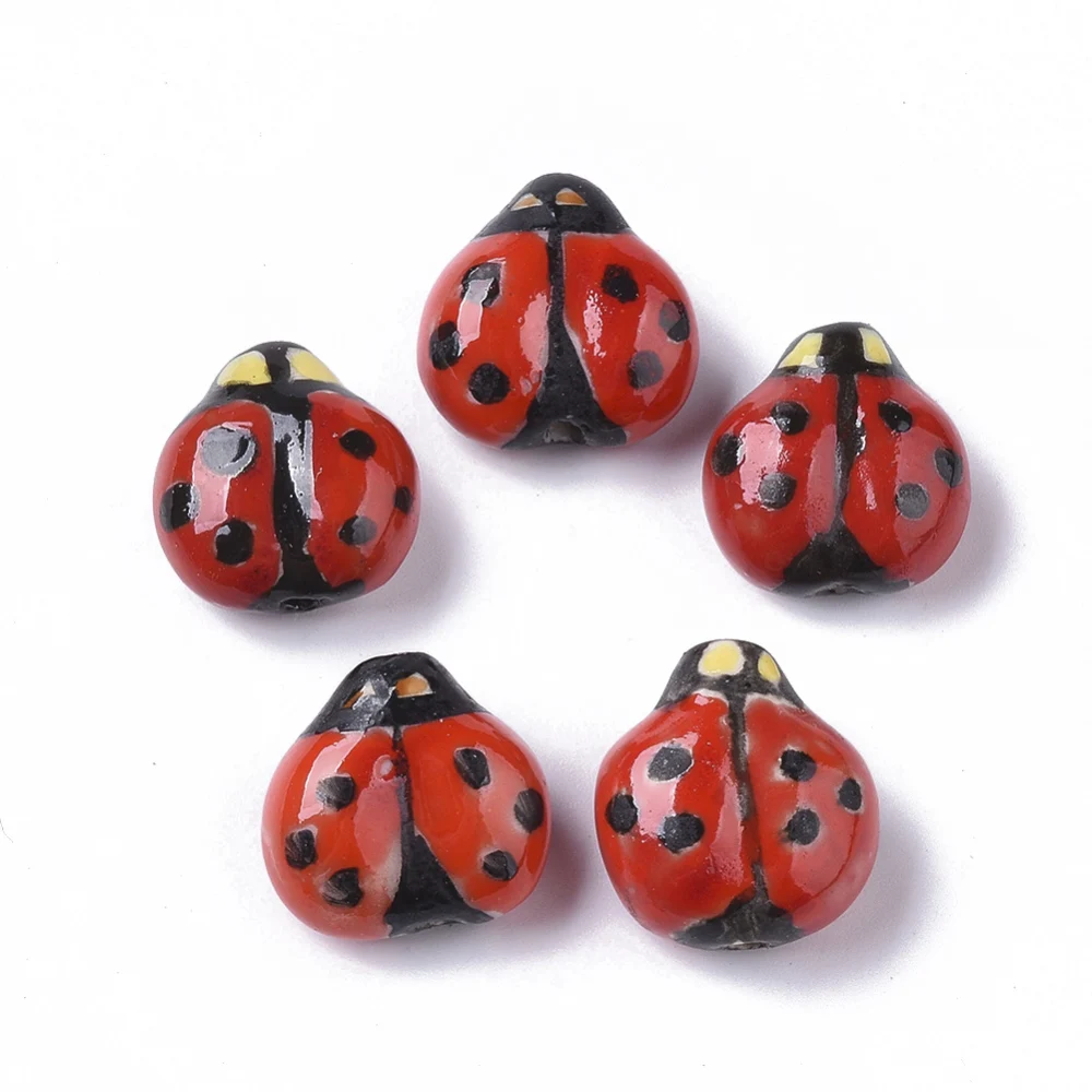 

5pcs Handmade Fancy Antique Glazed Porcelain Beads Dolphin Ladybug for jewelry making DIY Bracelet Necklace Decor Accessories