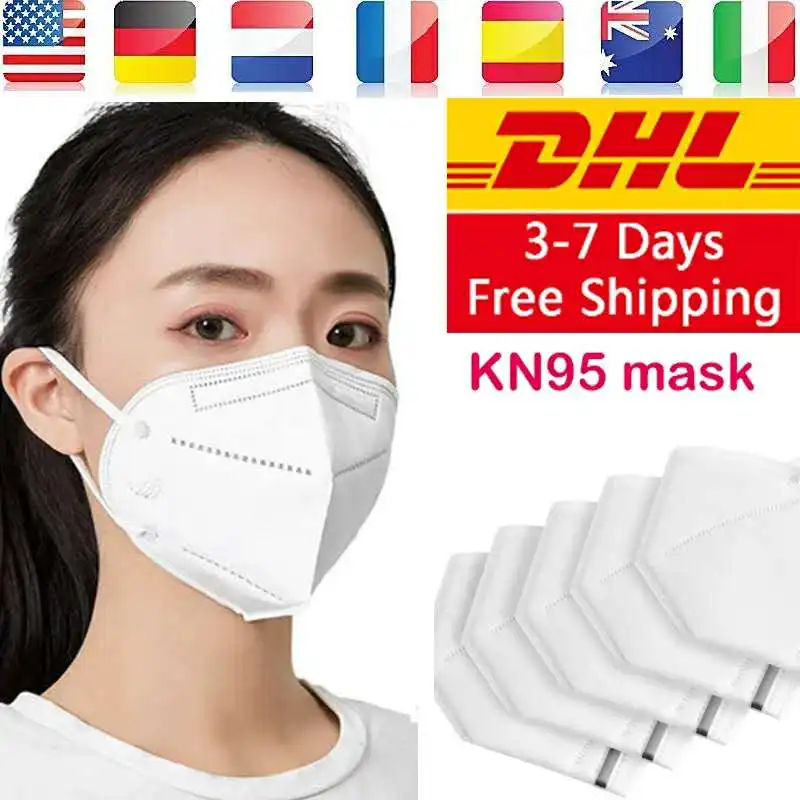 

DHL Shipping KN95 Dust Mask Disposable PM2.5 Virus Protective Dust respirator Mouth Masks Mascherine CE Same as KF94 FFP2 N95