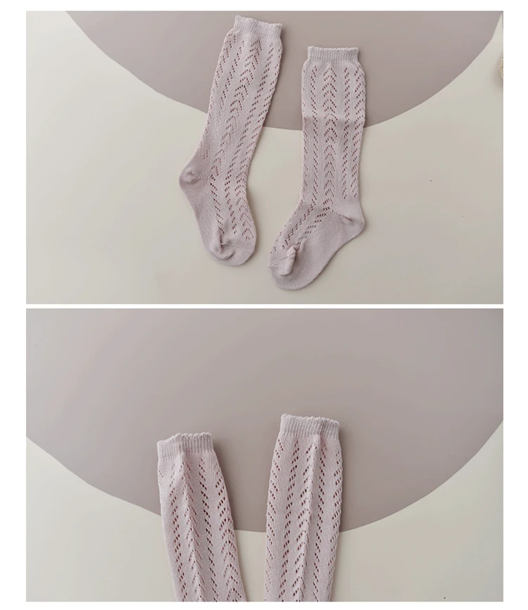 New Summer Children Socks Baby Girls Knee High Toddler Socks Cotton Long Tube Cute Princess Mesh Socks Kids Hollow Out Socken