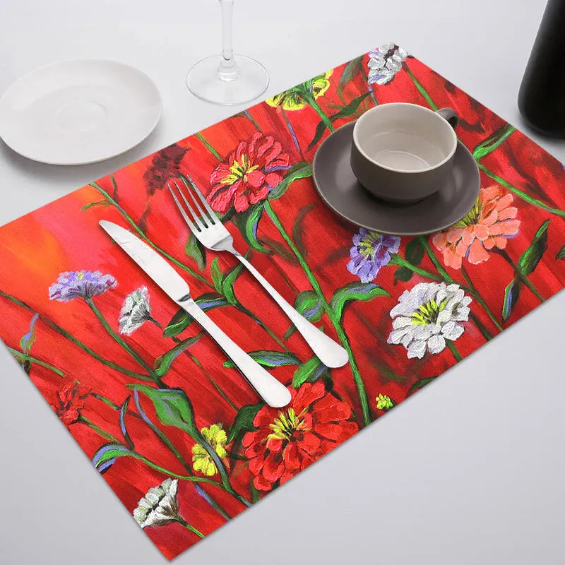 Fuwatacchi мягкий коврик с цветочным принтом для обеденного стола, водостойкие термостойкие салфетки для стола, коврик для стола, коврики для стола - Цвет: PC1976