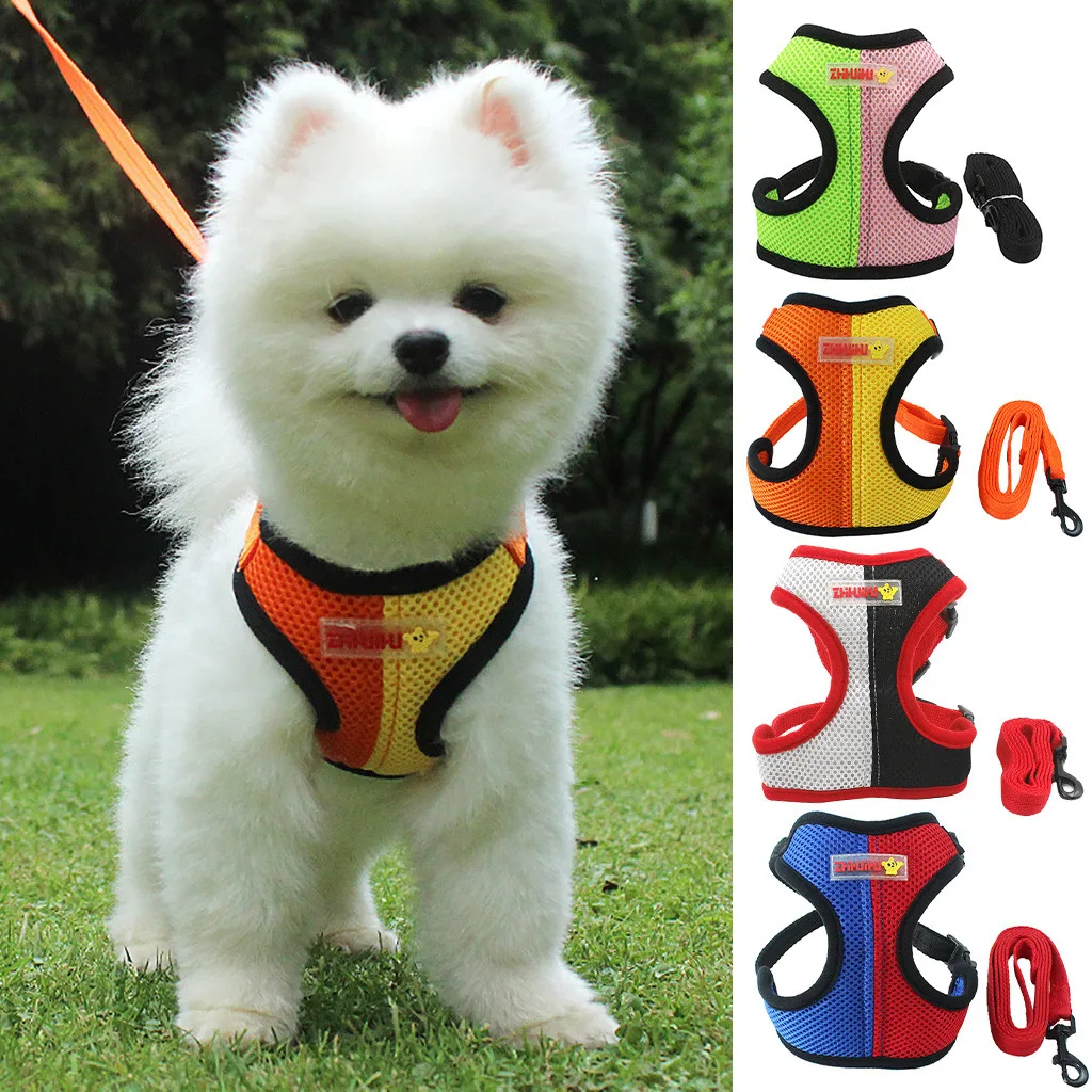 dog clothes Adjustable Dog Pet Color Matching Vest Easy Control For Small Medium Large Dog Outdoor Collar Leash adjustable