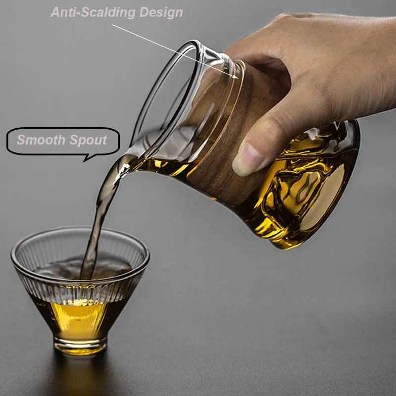 Heat-resisting Glass Teapot Fair Cup Coffee Pot Teacup Fair Mug Kungfu Tea Ceremony Cup Gongdao Bei Tea Cup Wooden Handle_voghion.com
