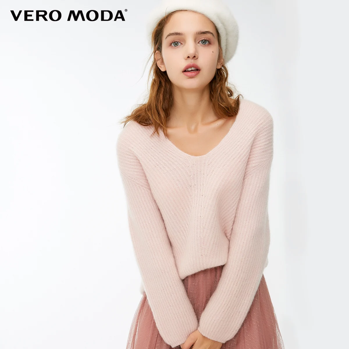 Rose smoke mel. Vero Moda женский шерстяной мохер свободный свитер чистый вязаный Топ | 318413598 - Цвет: Rose smoke mel.