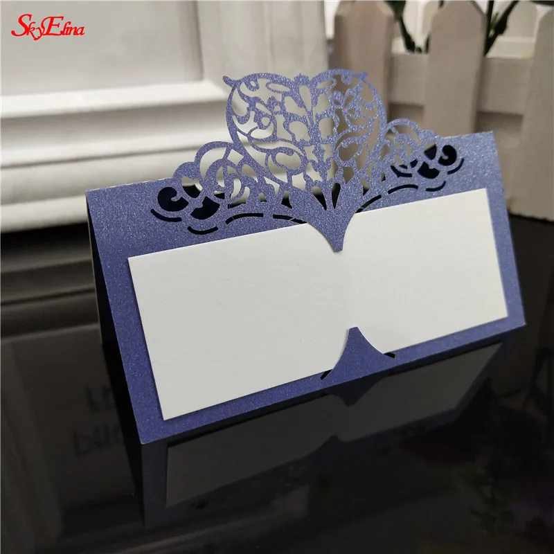 

10/50/100Pcs Laser Cut Wedding Table Card Wine Guest Place Cards Favor Message Setting Card Party Supplies Seating Decoration 5Z