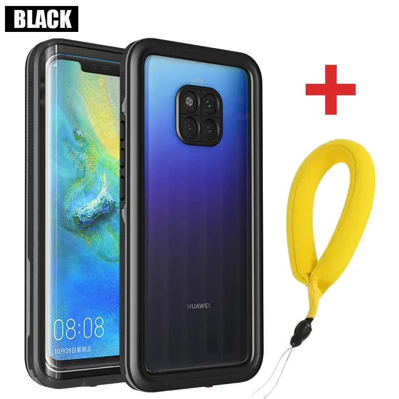 Black with Strap Для huawei mate 30 Pro P30 водонепроницаемый IP68 Дайвинг пылезащитный чехол для телефона для huawei mate 20 Pro полностью герметичный открытый спортивный Чехол - Цвет: Black with Strap