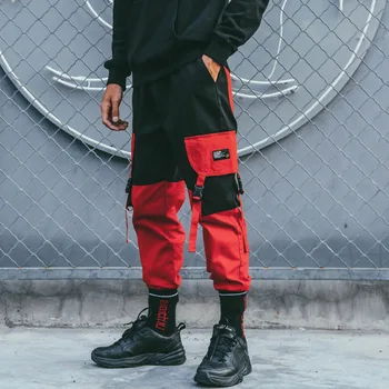 

Patchwork Cargo Harem Pant Men 2018 Hip Hop Pockets Casual Jogger Trousers Drawstring Waist Mens Harajuku Streetwear Pants