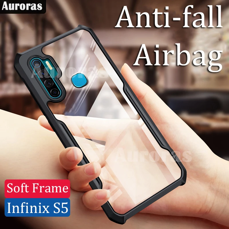 Auroras для Infinix S5 Lite чехол официальный противоударный прозрачный с мягкой рамкой чехол для infinix s5 анти-осень чехол с "воздушной подушкой"