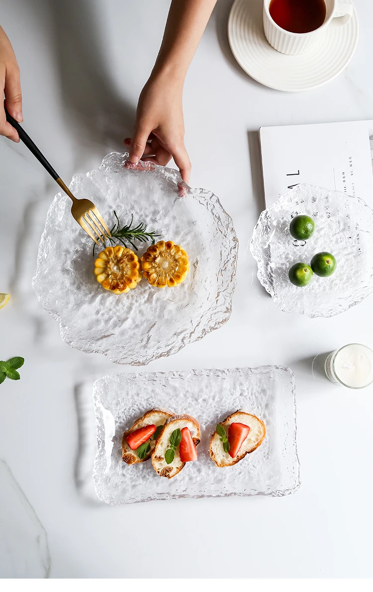 Description Picture 2 of itemClear Japanese Glass Plates, Sushi Platter, Dessert Snack Salad Dinner Plate for Kitchen,Trinket Dish, Dishwasher Safe