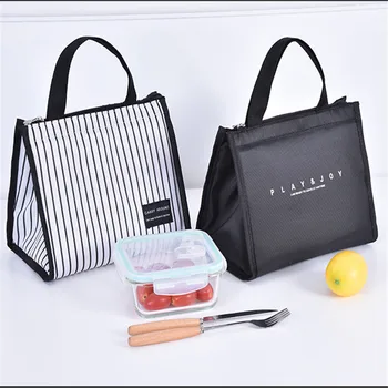 

2020 High Quality Lunch Bag Cooler Insulated Lunch Box Storage Bag Stripe Tote Bag Outdoor Picnic Waterproof Thermal Lunch Bag