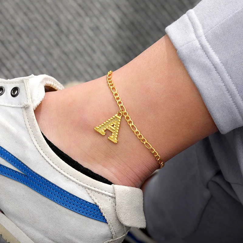 

Small Initial Anklet Women Girl Alphabet Jewelry Optional A-Z Letter Ankle Bracelet Stainless Steel Leg Foot Chain Dropshipping