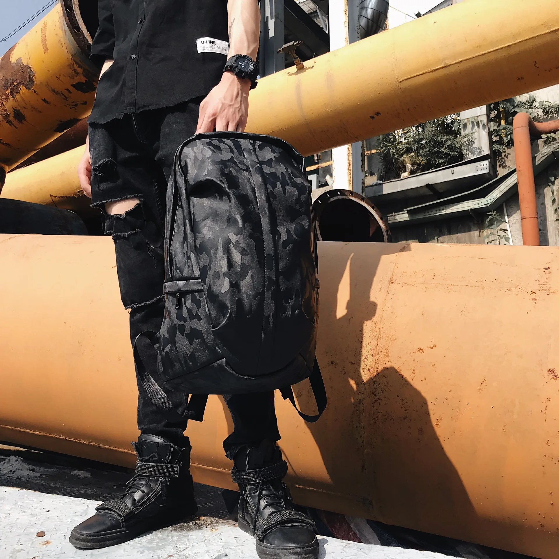 

Student bags fashion men's and women's shoulder bags wholesale new Korean version of shoulder bags personality backpack fan