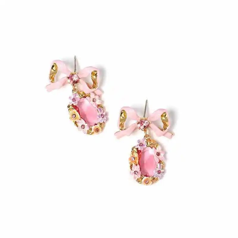 stud earring Осень зима ручной работы глянцевое покрытие граненый стеклянный камень женское свадебное ожерелье, серьги-гвоздики ювелирные изделия для вечерние - Окраска металла: stud earring
