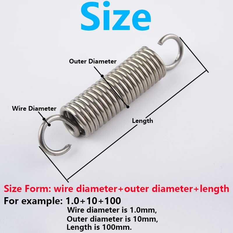 Stainless Steel Spring 304 S Hook Cylindroid Helical Pullback Extension Tension Coil Spring Wire Diameter 0.6mm 0.7mm