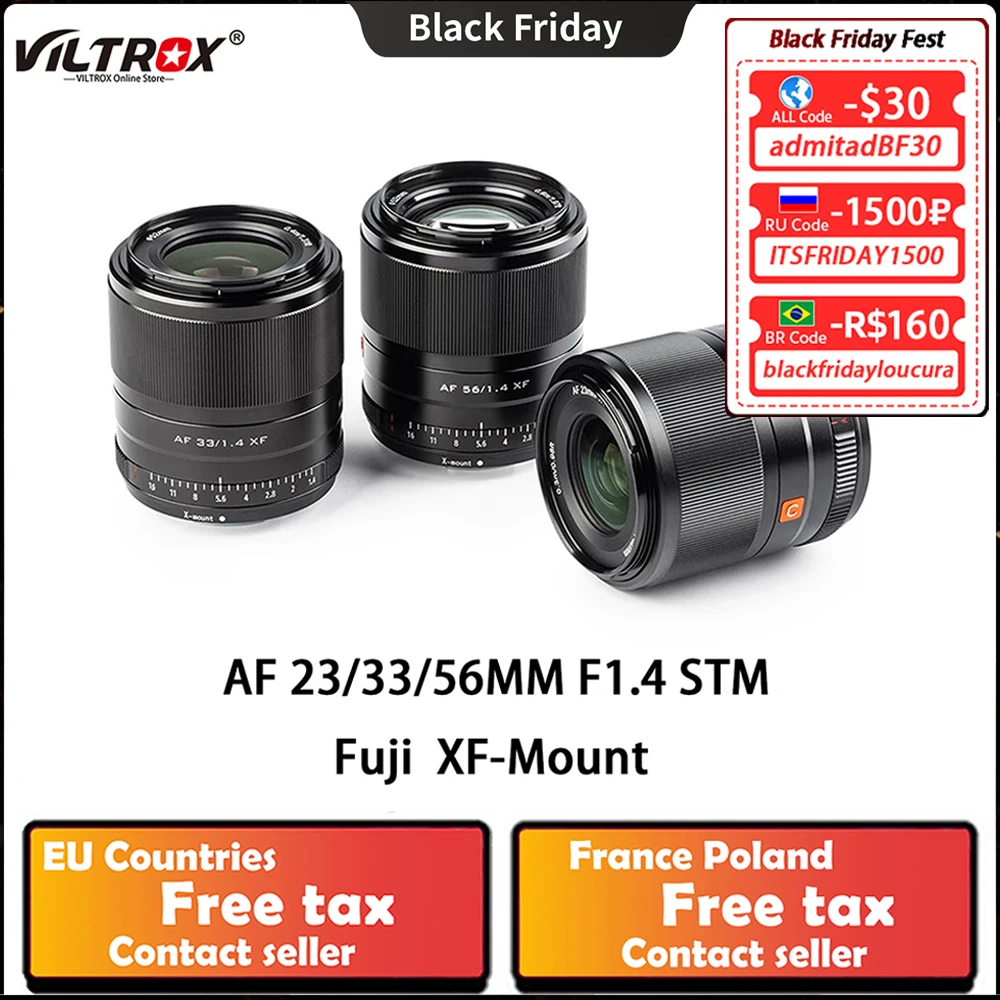 VILTROX 23mm 33mm 56mm F1.4 XF Auto Focus Large Aperture Lens APS-C for fuji fujifilm X Mount X-H1 X-Pro2 Camera lens | Электроника