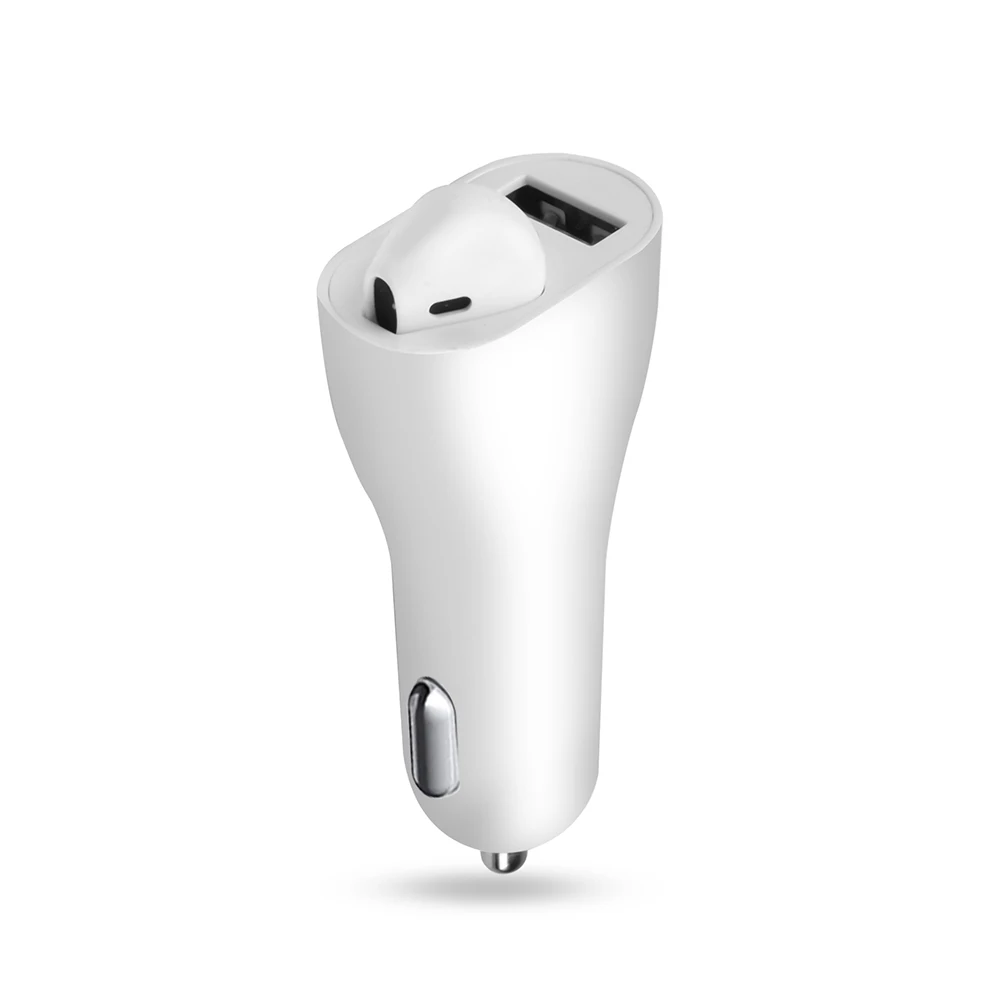2.4A USB Car Charger With Bluetooth Earphone Headset In-Ear Earbuds With Mic Handsfree For Iphone Samsung Huawei