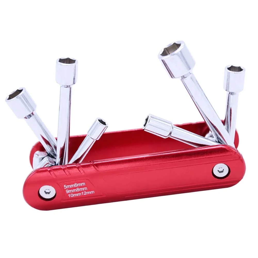 6 in 1 Folding Nut Driver Set Aluminum Alloy Handle Portable Nut