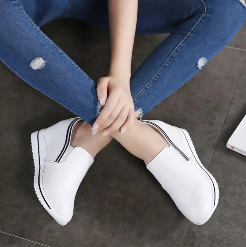 

2019 fashion designer women shoes outdoor women's casual sneaker thick-soled wedge heel white platform sneaker zapatillas mujer