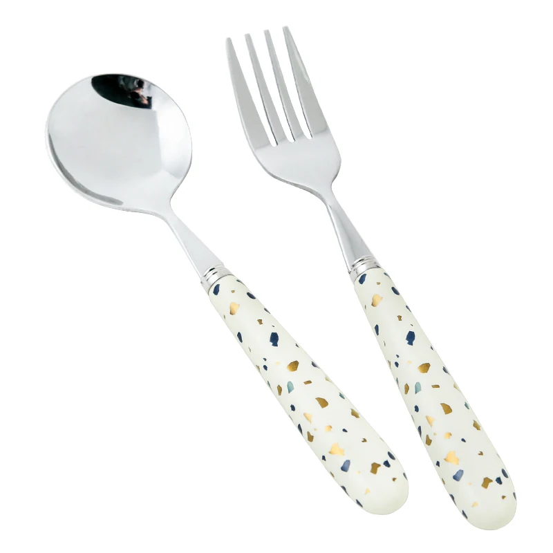 Набор из 4 ложек и вилок нержавеющей стали с керамической ручкой столовые приборы