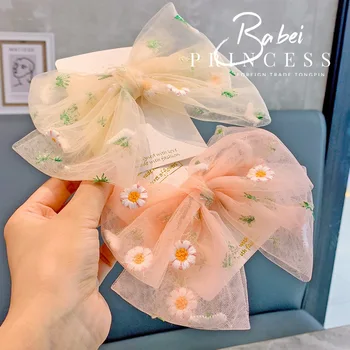 

2020 New Products Korean-style CHILDREN'S Hair Accessories INS Little Daisy Flower Ultra Large Bow Girls Hairpin Headdress Head