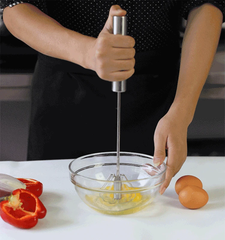 Stainless Steel Semi automatic Egg Beater Manual Press Revolving Egg Cream  Mixer Mini Hand Sauce Blender Home Kitchen Tools|Egg Beaters| - AliExpress