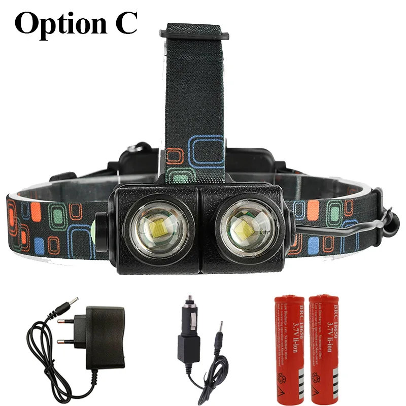 Option C Litwod z202602 2 шт. CREE XM-L T6 светодиодный головной фонарь вспышка светильник Lanterna 4 модели светодиодный головной светильник налобный фонарь для кемпинга светильник - Испускаемый цвет: Option C