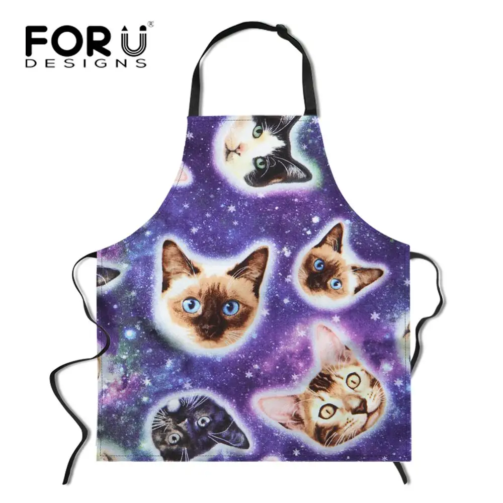 FORUDESIGNS/Космический Galaxy Cat кухонный фартук в стиле унисекс Регулируемый поварский фартук без рукавов для приготовления барбекю - Цвет: YY0762R