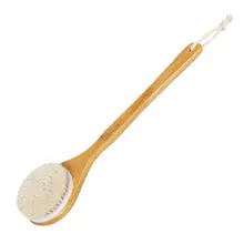 Hot Sale Body Natural Horse Hair Bath Brush Dry Skin Long Wooden Handle Exfoliation Brush Massager Bath Shower Scrubber