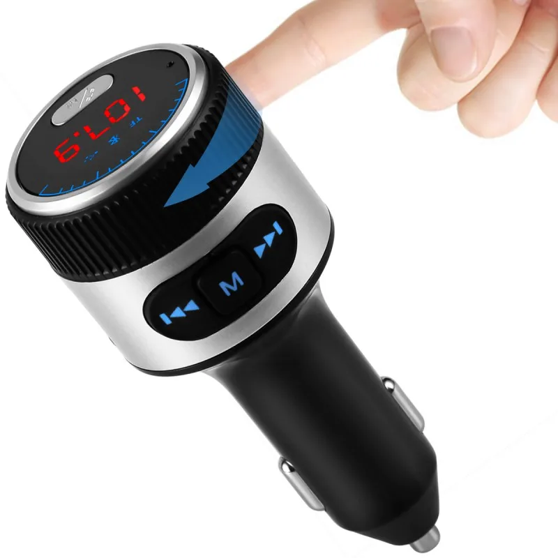 F55 автомобильный Bluetooth fm-передатчик беспроводной Bluetooth 5,0 адаптер автомобильный комплект с громкой связью QC3.0 с двумя usb-портами - Цвет: Черный