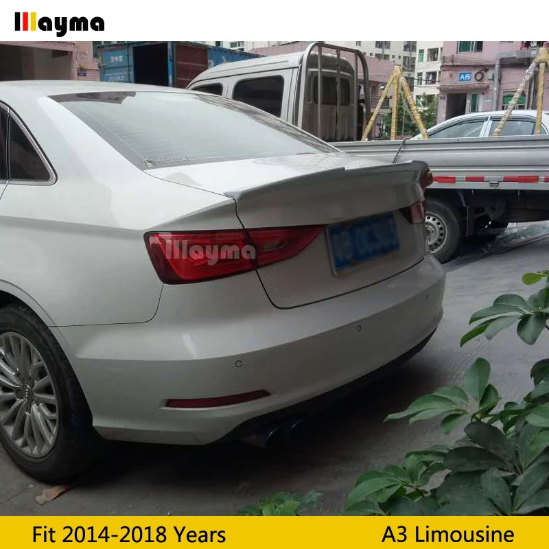 V Стиль Стекловолокно Задний спойлер на багажник для Audi A3 8 лимузин Sline S3 2014 2018 год