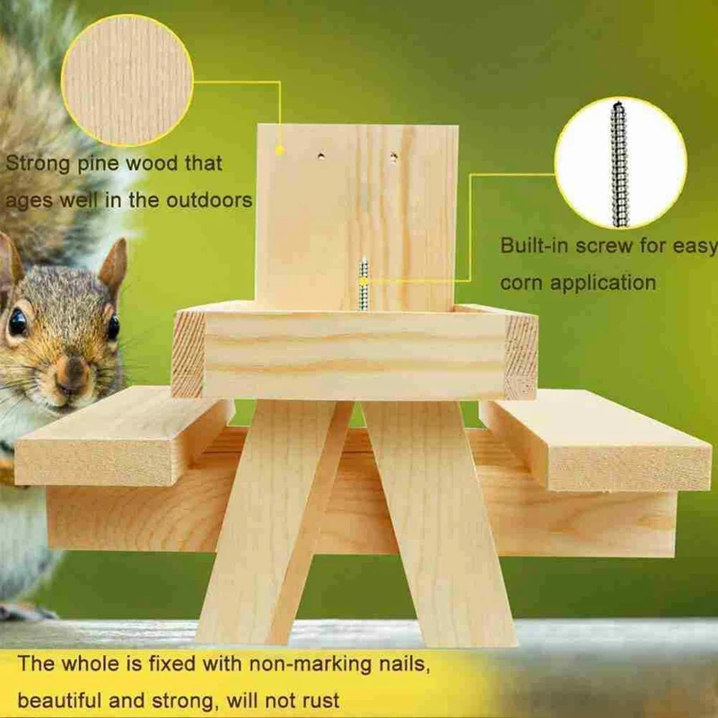 Boîte d'alimentation en bois d'écureuil de tamia avec plate-forme d'alimentation,  maison d'alimentation en bois faite à la main pour animaux de jardin,  cadeaux amusants - AliExpress