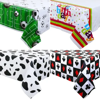 

54X78inch New Milk Pattern / Playing Card/Skeleton Birthday Decoration Disposable Tablecloth Rectangular Print Table Cover