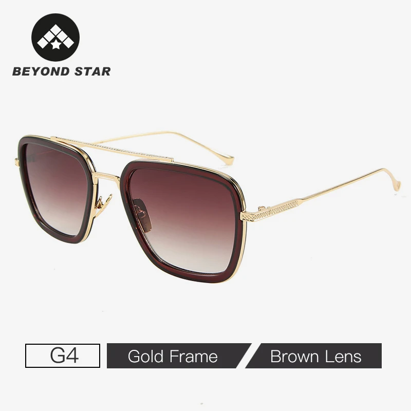 Вдали от дома фильм 9 цветов Tony Stark солнцезащитные очки для мужчин дизайн железный человек Квадратные Солнцезащитные очки Ретро женщин люксовый бренд G743 - Цвет линз: G4 Brown