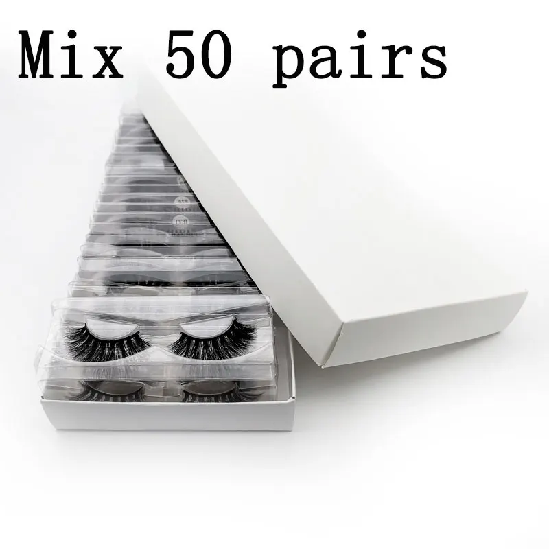 Mix 50 pairs Ресниц 20 Вт, 30 Вт, 40/100 шт. 3d норковые ресницы натуральные ресницы серо-коричневого цвета, оптовые поддельные ресницы накладные ресницы для макияжа оптом - Цвет: Mix 50 pairs