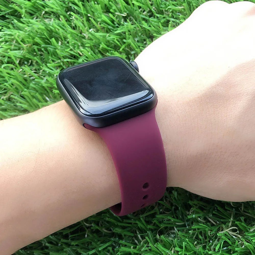 Силиконовый ремешок для Apple Watch, ремешок 40 мм, 44 мм, серия 5, 4, резиновый спортивный браслет, ремешок для Apple watch 38 мм, 42 мм, серия 3, 2, 1