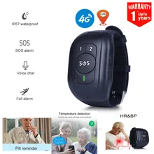 P67 Waterproof 4G LTE GSM Elderly Child SOS Button Wristband Emergency Alarm GPS Tracking Heart Rate Blood Pressure Monitoring