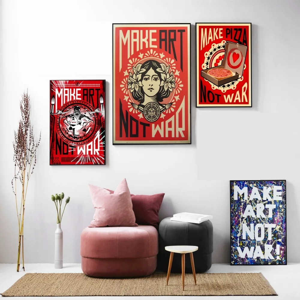 Винтажный постер Make Art Not War Pop картина маслом на холсте Настенная картины для
