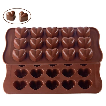 

Whosales 2Pcs Heart Shape Chocolate Molds Food Grade Silicone Candy Moulds Fondant Cake Decorating Tools Bakeware Sets
