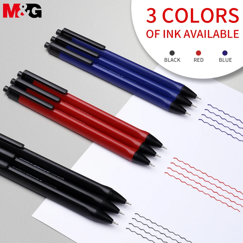 M&G 3Pcs/Lot Ballpoint pen 0.7mm Classic minimalist pen Stationery Pressed Plastic Pens for Students Office School Supplies journamm 3pcs pack 8m 5mm double sided dot tape diy scrapbooking supplies collage photo album sticky creative school stationery