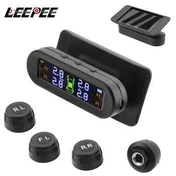 Monitor della pressione dei pneumatici per auto TPMS solare Sistema di monitoraggio della pressione dei pneumatici Avviso temperatura Risparmio carburante 4 sensori esterni Set di accessori